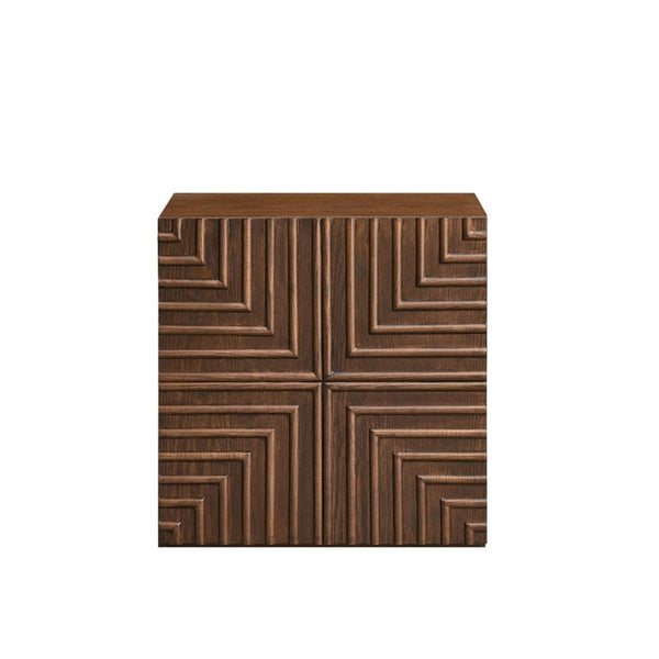 English Elm 20.47 Geometric Embossed MDF Nightstand with 2 Drawers for Bedroom Storage Brown W2582P542313