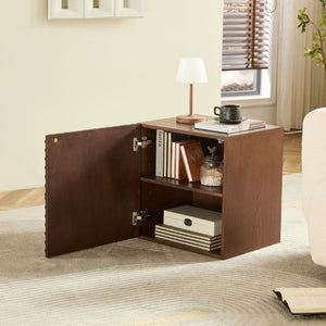 English Elm 20.47 Geometric Embossed MDF Nightstand with 2 Drawers for Bedroom Storage Brown W2582P542313