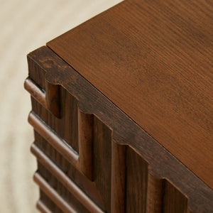 English Elm 20.47 Geometric Embossed MDF Nightstand with 2 Drawers for Bedroom Storage Brown W2582P542313