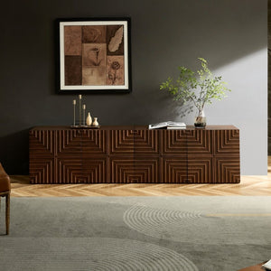 English Elm 20.47 Geometric Embossed MDF Nightstand with 2 Drawers for Bedroom Storage Brown W2582P542313