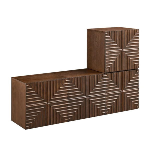 English Elm 20.47 Geometric Embossed MDF Nightstand with 2 Drawers for Bedroom Storage Brown W2582P542313