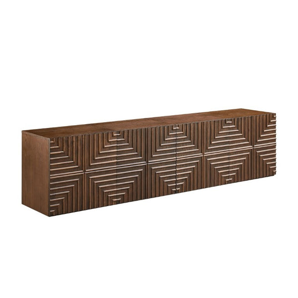 English Elm 20.47 Geometric Embossed MDF Nightstand with 2 Drawers for Bedroom Storage Brown W2582P542313