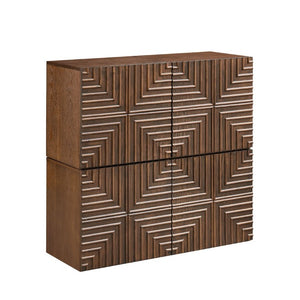 English Elm 20.47 Geometric Embossed MDF Nightstand with 2 Drawers for Bedroom Storage Brown W2582P542313