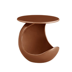 English Elm 19.69 Crescent Side Table with Cat Cave Base MDF Top Fiberglass No Assembly Brown W2582P581180