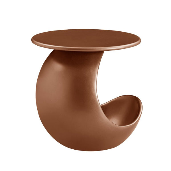 English Elm 19.69 Crescent Side Table with Cat Cave Base MDF Top Fiberglass No Assembly Brown W2582P581180