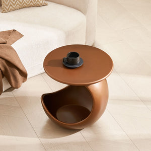 English Elm 19.69 Crescent Side Table with Cat Cave Base MDF Top Fiberglass No Assembly Brown W2582P581180
