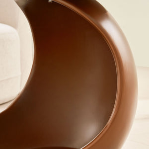 English Elm 19.69 Crescent Side Table with Cat Cave Base MDF Top Fiberglass No Assembly Brown W2582P581180