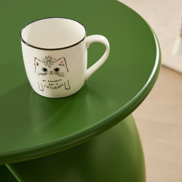 English Elm 19.69 Crescent Side Table with Cat Cave Base MDF Top Fiberglass No Assembly Green W2582P581185