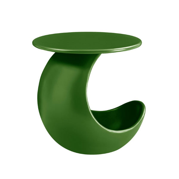 English Elm 19.69 Crescent Side Table with Cat Cave Base MDF Top Fiberglass No Assembly Green W2582P581185