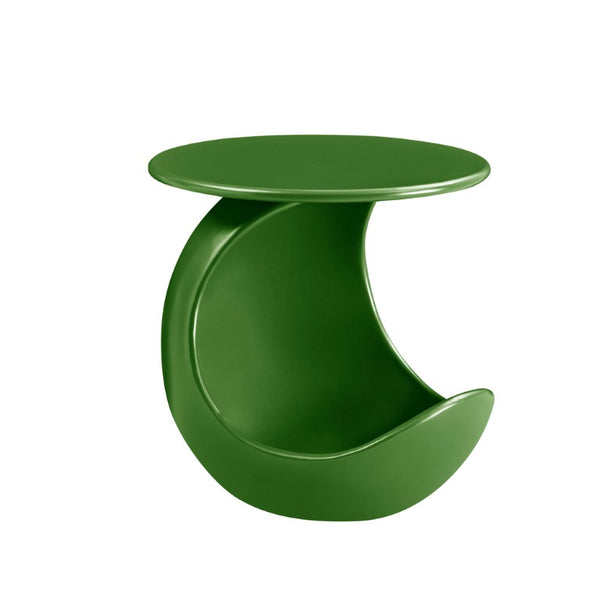 English Elm 19.69 Crescent Side Table with Cat Cave Base MDF Top Fiberglass No Assembly Green W2582P581185
