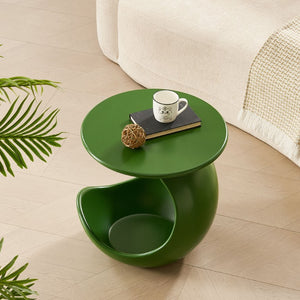 English Elm 19.69 Crescent Side Table with Cat Cave Base MDF Top Fiberglass No Assembly Green W2582P581185