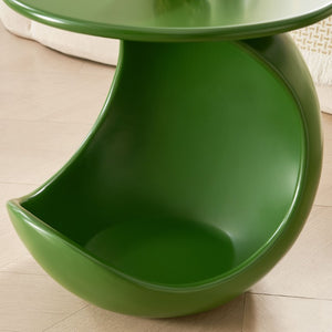 English Elm 19.69 Crescent Side Table with Cat Cave Base MDF Top Fiberglass No Assembly Green W2582P581185