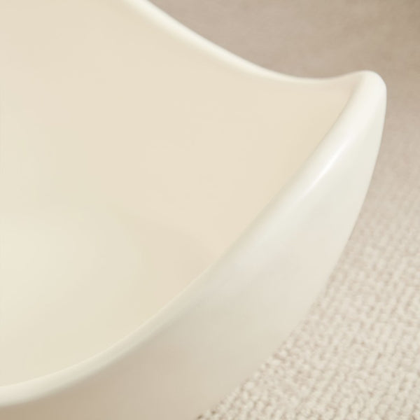 English Elm 19.69 Crescent Side Table with Cat Cave Base MDF Top Fiberglass No Assembly White W2582P581196