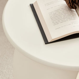English Elm 19.69 Crescent Side Table with Cat Cave Base MDF Top Fiberglass No Assembly White W2582P581196