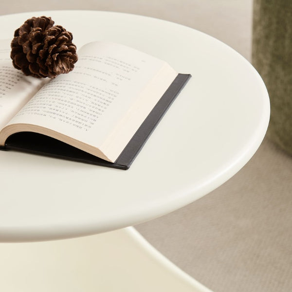 English Elm 19.69 Crescent Side Table with Cat Cave Base MDF Top Fiberglass No Assembly White W2582P581196