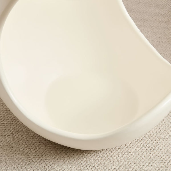 English Elm 19.69 Crescent Side Table with Cat Cave Base MDF Top Fiberglass No Assembly White W2582P581196
