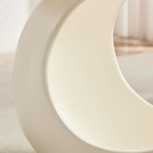English Elm 19.69 Crescent Side Table with Cat Cave Base MDF Top Fiberglass No Assembly White W2582P581196