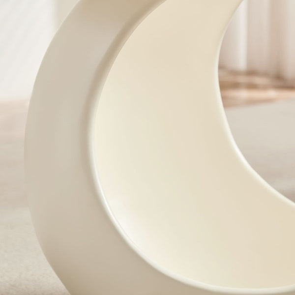 English Elm 19.69 Crescent Side Table with Cat Cave Base MDF Top Fiberglass No Assembly White W2582P581196