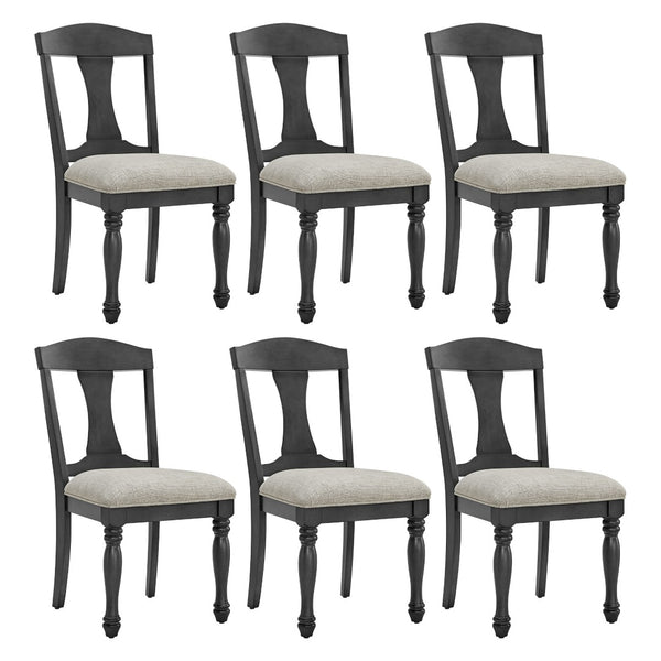 English Elm (1 Table+6 Chairs) Mid-century Extendable Rubberwood Dining Set Seats Eight Upholstered W2582S00146