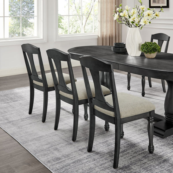 English Elm (1 Table+6 Chairs) Mid-century Extendable Rubberwood Dining Set Seats Eight Upholstered W2582S00146