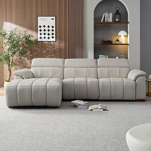 English Elm Wall-hugger Genuine Leather L-shaped Reclining Sofa with Usb Port for Theater Spaces W2582S00175