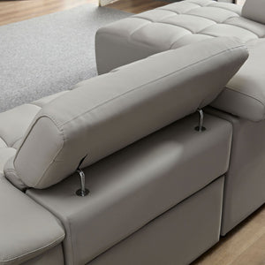 English Elm Wall-hugger Genuine Leather L-shaped Reclining Sofa with Usb Port for Theater Spaces W2582S00175