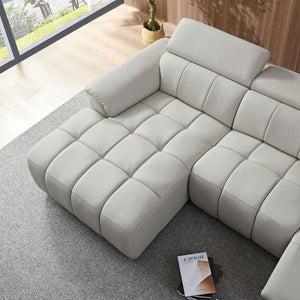 English Elm Wall-hugger Genuine Leather L-shaped Reclining Sofa with Usb Port for Theater Spaces W2582S00175