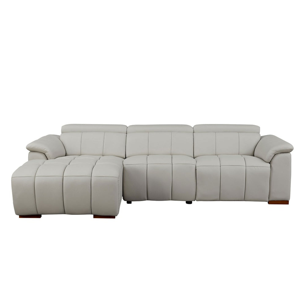 English Elm Wall-hugger Genuine Leather L-shaped Reclining Sofa with Usb Port for Theater Spaces W2582S00175