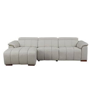 English Elm Wall-hugger Genuine Leather L-shaped Reclining Sofa with Usb Port for Theater Spaces W2582S00175