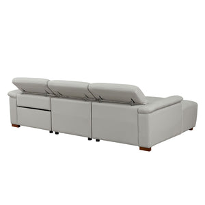 English Elm Wall-hugger Genuine Leather L-shaped Reclining Sofa with Usb Port for Theater Spaces W2582S00175