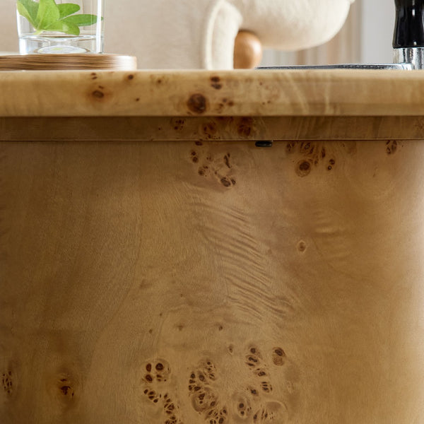 English Elm Irregular Burl Veneer and Sintered Stone Coffee Table Set for Modern Living Rooms Natural W2582S00217