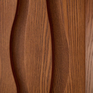 English Elm 2Pcs Nesting Square Coffee Tables Hand Carved Fluted Wood Base Mid Century Living Room Brown W2582S00219