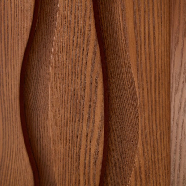 English Elm 2Pcs Nesting Square Coffee Tables Hand Carved Fluted Wood Base Mid Century Living Room Brown W2582S00219