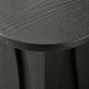 English Elm 2Pcs Nesting Square Coffee Tables Hand Carved Fluted Wood Base Mid Century Living Room Black W2582S00220