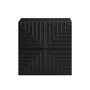 English Elm 2Pcs Geometric Relief Wooden Nightstands with Dual Drawers for Bedroom or Living Room Black 4PCS SET W2582S00225
