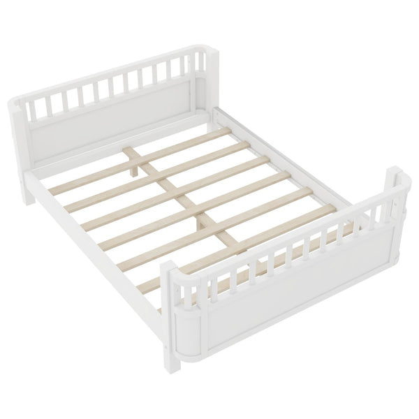 English Elm Full Size Low Profile Pine Platform Bed with Guardrails for Safe Kids Bedroom White W2593P445116