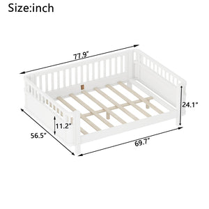English Elm Full Size Low Profile Pine Platform Bed with Guardrails for Safe Kids Bedroom White W2593P445116