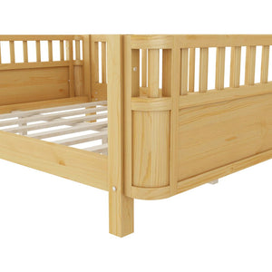 English Elm Full Size Low Profile Pine Platform Bed with Guardrails for Safe Kids Bedroom Natural W2593P445130