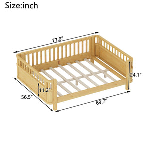English Elm Full Size Low Profile Pine Platform Bed with Guardrails for Safe Kids Bedroom Natural W2593P445130