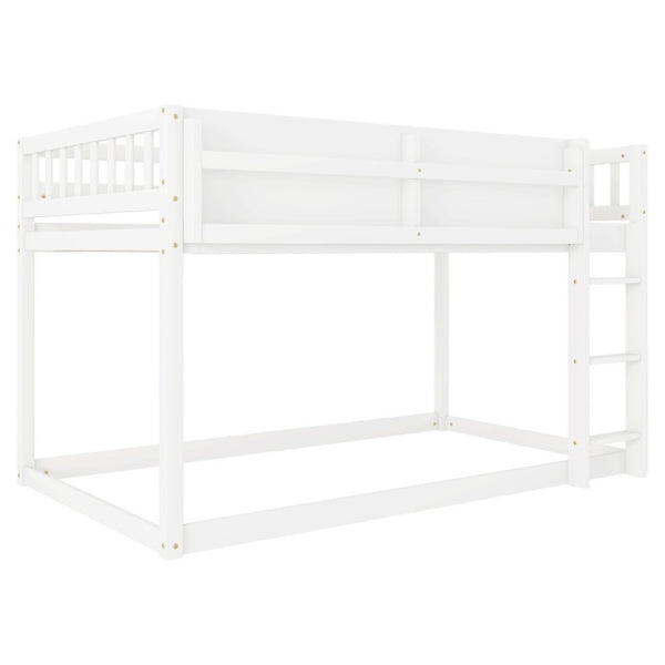 English Elm Low Profile Twin Over Solid Pine Bunk Bed with Convertible Loft for Kids White W2593P480600