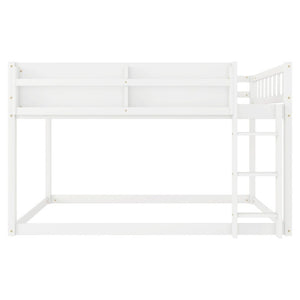 English Elm Low Profile Twin Over Solid Pine Bunk Bed with Convertible Loft for Kids White W2593P480600