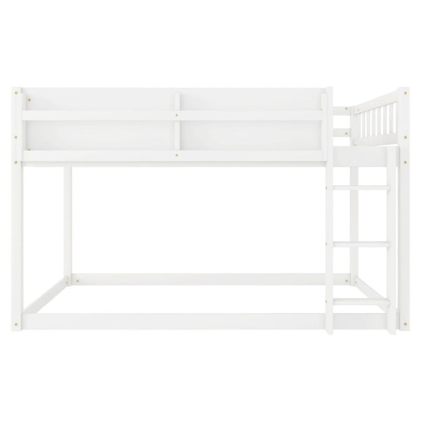 English Elm Low Profile Twin Over Solid Pine Bunk Bed with Convertible Loft for Kids White W2593P480600