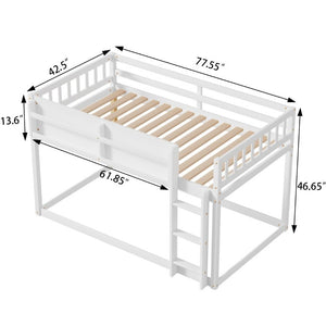 English Elm Low Profile Twin Over Solid Pine Bunk Bed with Convertible Loft for Kids White W2593P480600