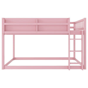 English Elm Low Profile Twin Over Solid Pine Bunk Bed with Convertible Loft for Kids Pink W2593P480601