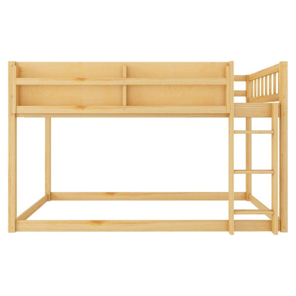 English Elm Low Profile Twin Over Solid Pine Bunk Bed with Convertible Loft for Kids Natural W2593P480604