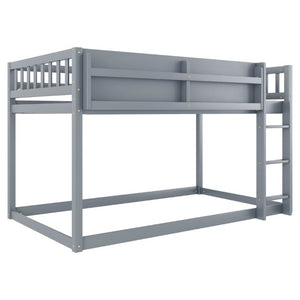 English Elm Low Profile Twin Over Solid Pine Bunk Bed with Convertible Loft for Kids Grey W2593P480620