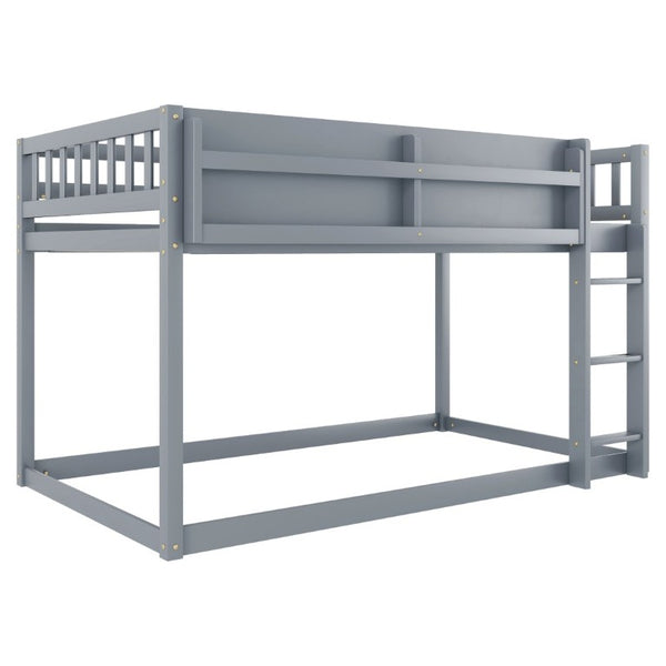 English Elm Low Profile Twin Over Solid Pine Bunk Bed with Convertible Loft for Kids Grey W2593P480620