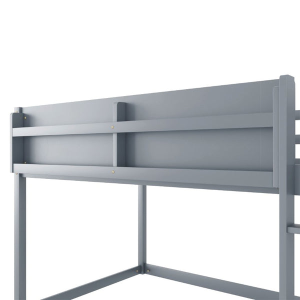 English Elm Low Profile Twin Over Solid Pine Bunk Bed with Convertible Loft for Kids Grey W2593P480620