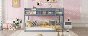 English Elm Low Profile Twin Over Solid Pine Bunk Bed with Convertible Loft for Kids Grey W2593P480620