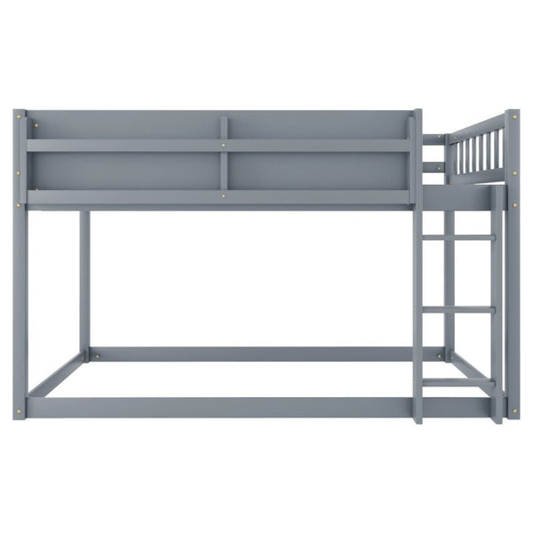 English Elm Low Profile Twin Over Solid Pine Bunk Bed with Convertible Loft for Kids Grey W2593P480620
